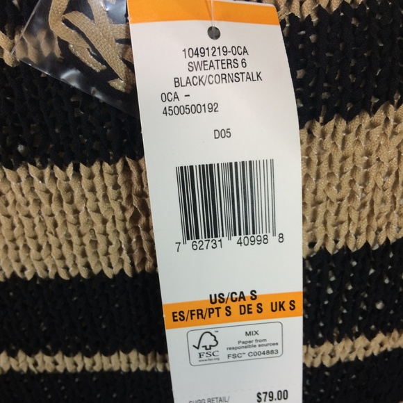 Jones New York Women's Sweater S black tan NEW - Picture 4 of 7